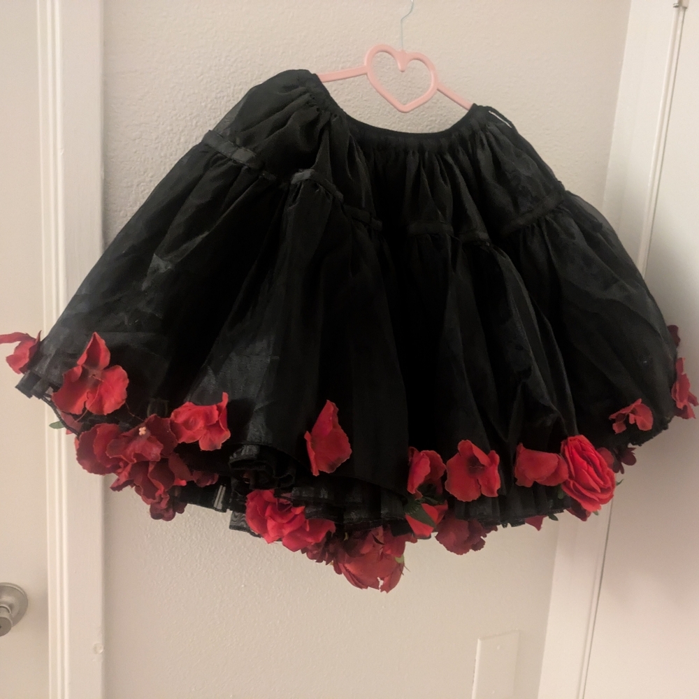 Black And Red Floral Boguta Petticoat Devilinspired